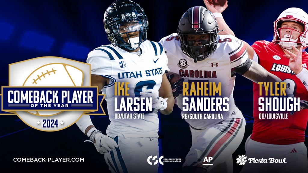 Ike Larsen, Raheim Sanders and Tyler Shough named 2024 College Football Comeback Player of the Year Award winners